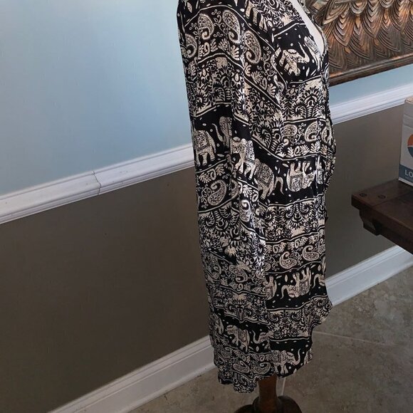 - Purple Month Kimono Open Front Elephant Print - Picture 5 of 8